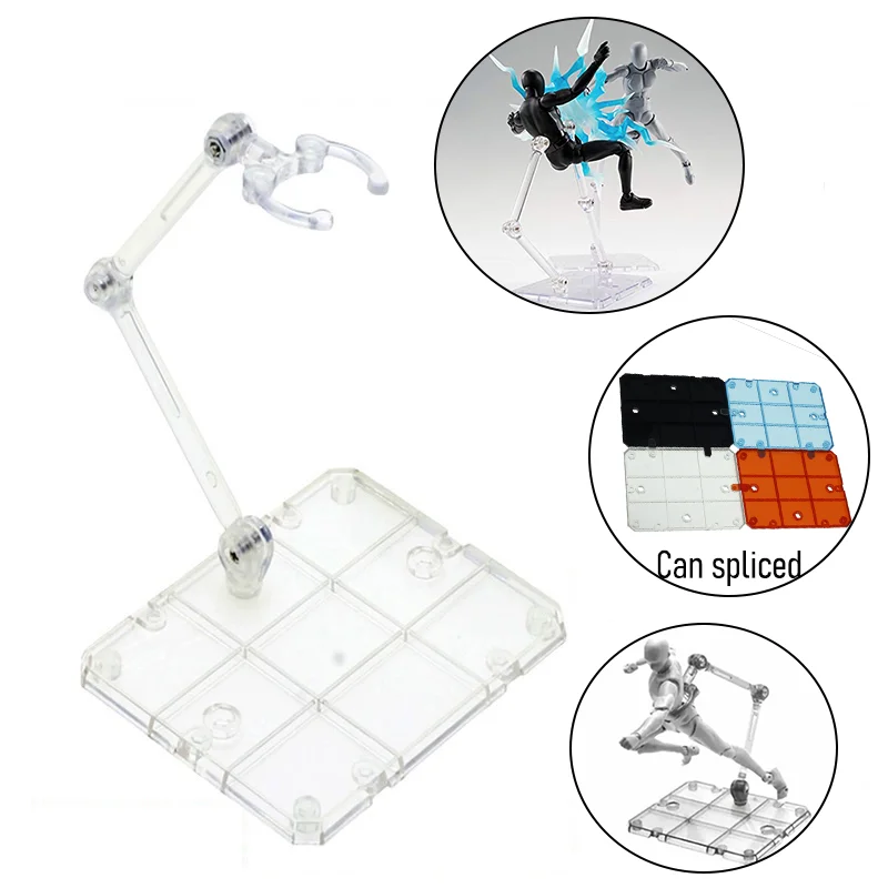 

Splicable Action Figure Stand, Clear Assembly Display Holder Base Doll Model Support Stand for 6" HG RG SD SHF Gundam 1/144 Toys