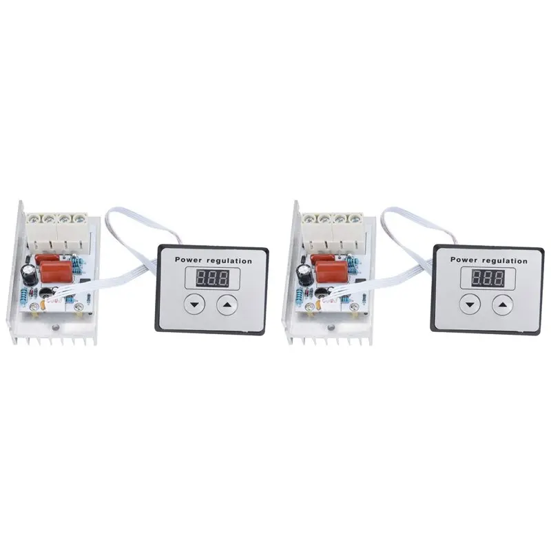 2x Interruptor Dimmer, Regulador de Tensão Digital SCR 10000W, Termostato Dimmer de Controle de Velocidade AC 220V 80A-AT64