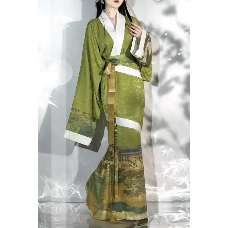 Vestido estilo chinês da dinastia Han feminino, elegante hanfu, temperamento elegante, tudo combina, cauda de peixe antiga, requintado, estilo chinês