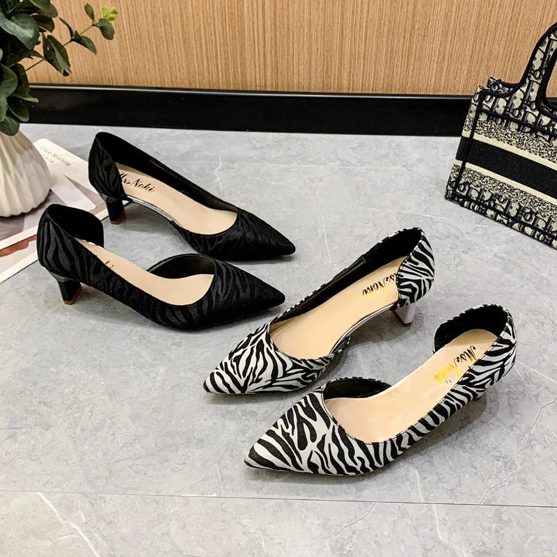 2023 New Women High Heels Hot Sale Sexy Pointed Toe Women\'s Pumps Trendy Zebra Print High Heels Casual Party Ladies Shoes