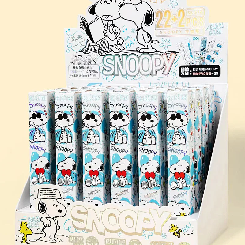 

24pcs/lot Cartoon Snoopy Press Gel Pen Cute 0.5mm Black ink Signature Pens Promotional Gift Office School Supplies