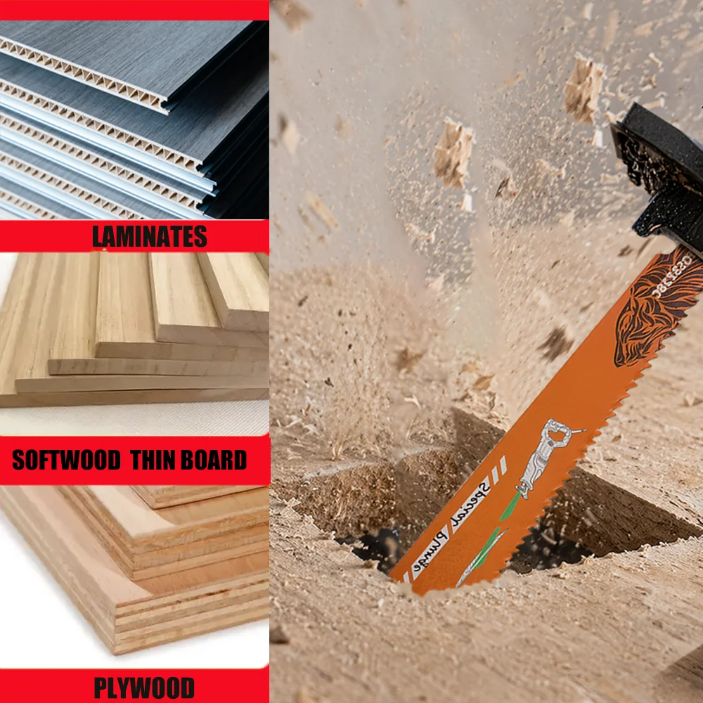 228mm S-Schaft Säbelsägeblatt für Holz, 3mm Zahnabstand Grobschnitt-Sägeblatt, Universelles Vierkantloch-Sägeblatt für Schnelles Holzschneiden – Detail 7