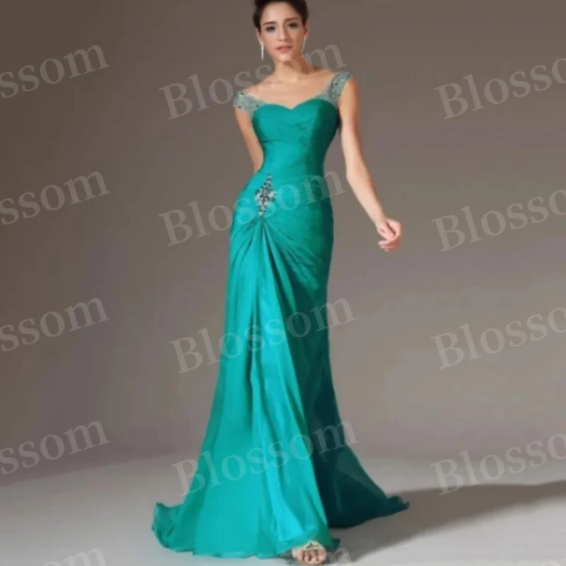 Floor-length heart-shaped neckline ball dress A-line beaded dress Sleeveless Evening dress Zipper sequin party dress