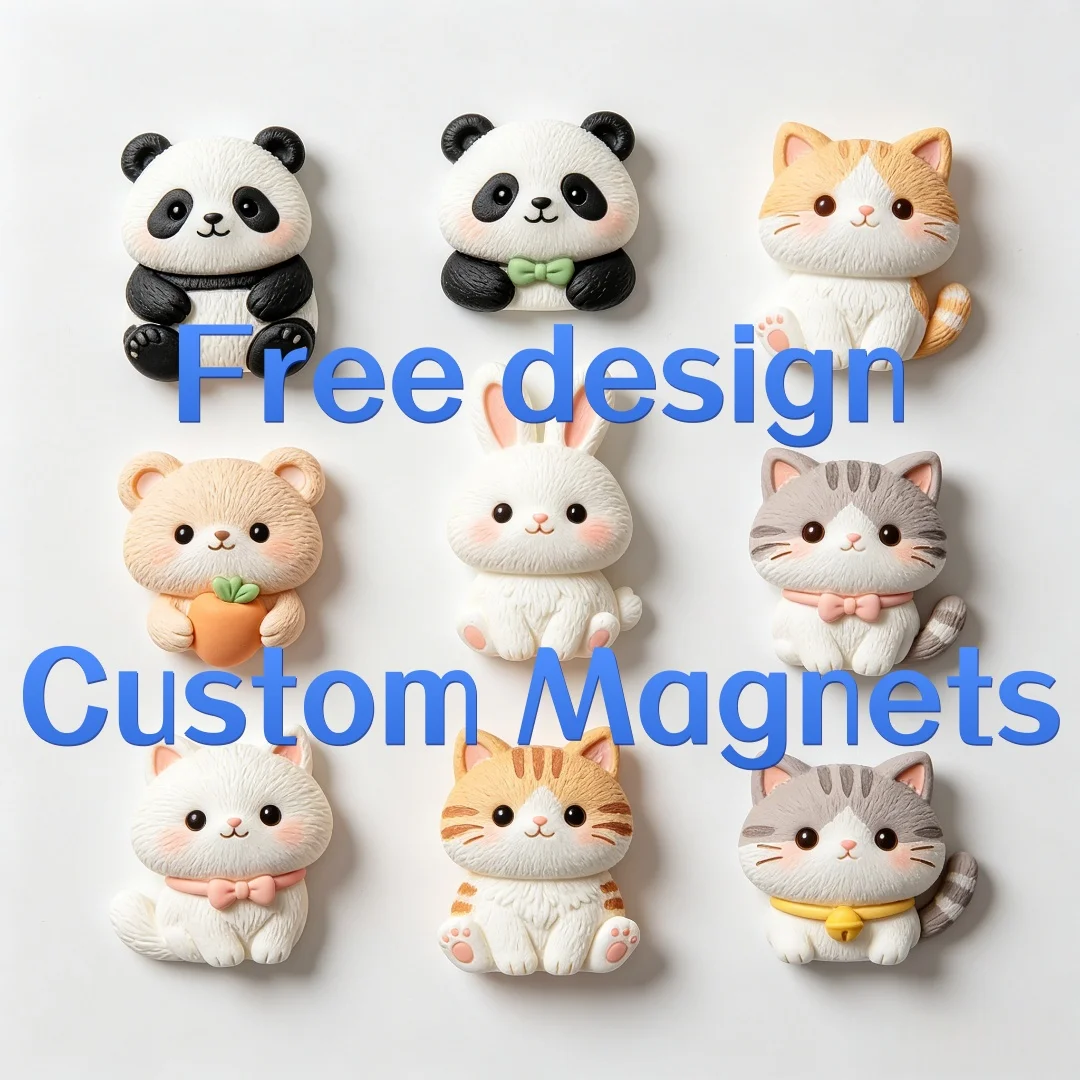 Custom 3D Cute Animal Fridge Magnets Panda Cat Rabbit Resin Refrigerator Magnets Kitchen Decor Gift