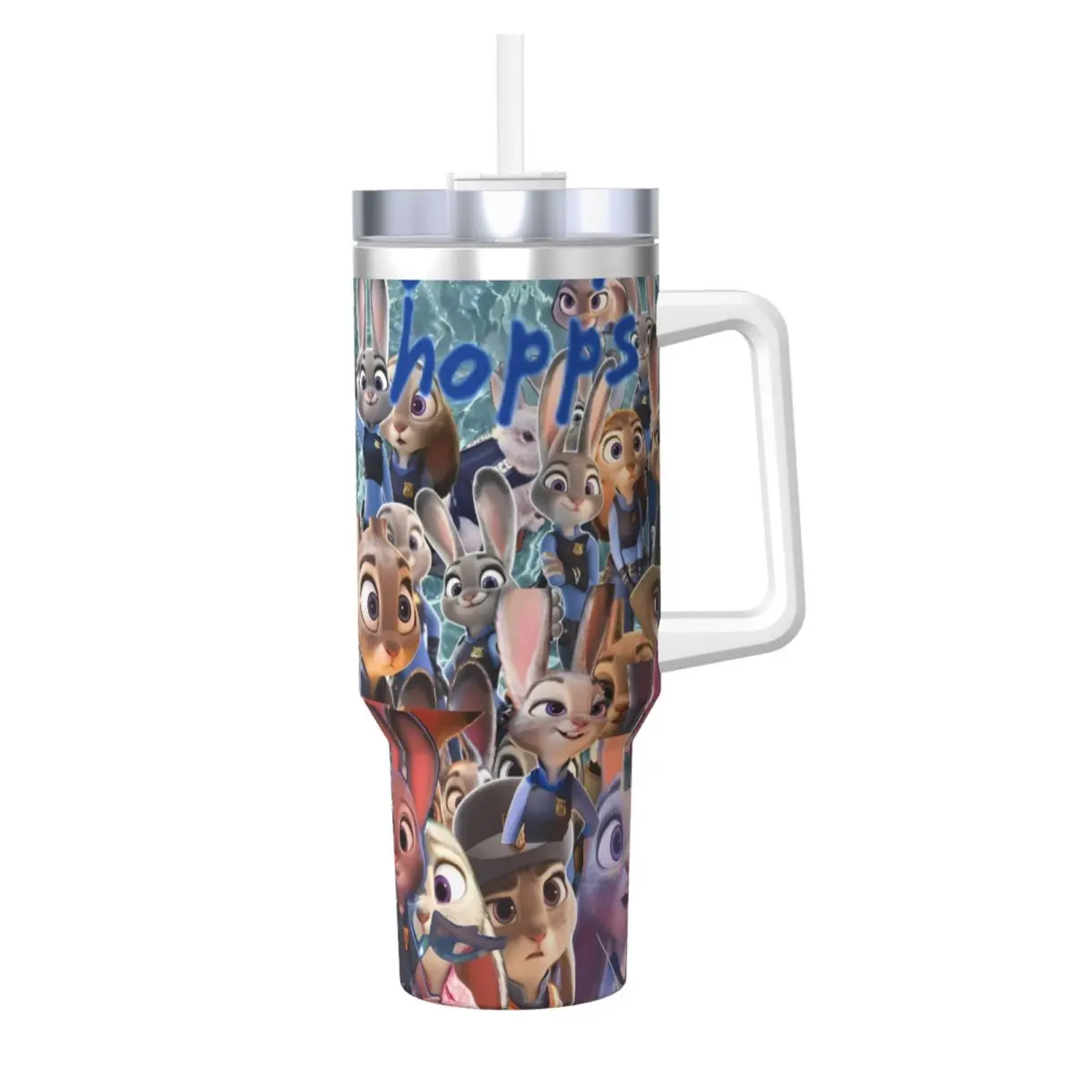 Cartoon Zootopia Print Judy Hopps Stainless Steel Tumbler Beach Car Mugs Large Thermal Mug Leakproof Cold Milk Water Bottle