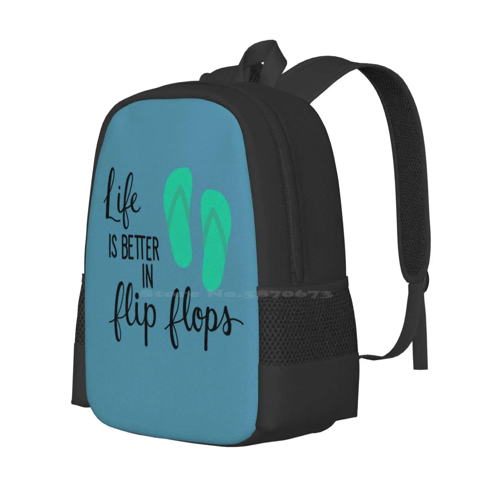 Life Is Better In Flip Flops Pattern Design Bag Student'S Backpack Madison Daly Art Life Is Better In Flip Flops Shoes Life Is