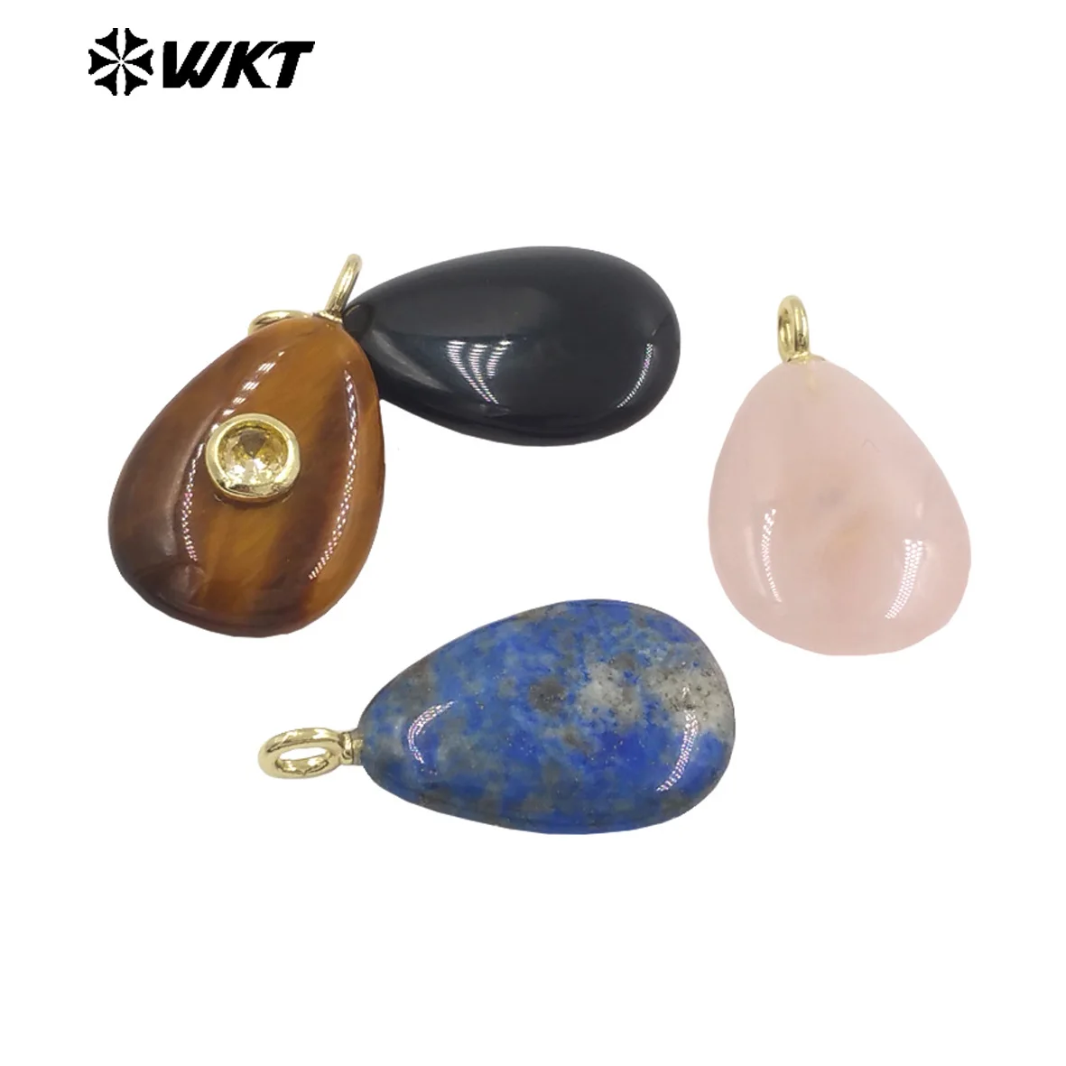 

WT-P2022 Unique Tiny Natural Gemstone Cubic Zircon Pendant With Real Gold Plated For Women Special Jewelry Charms