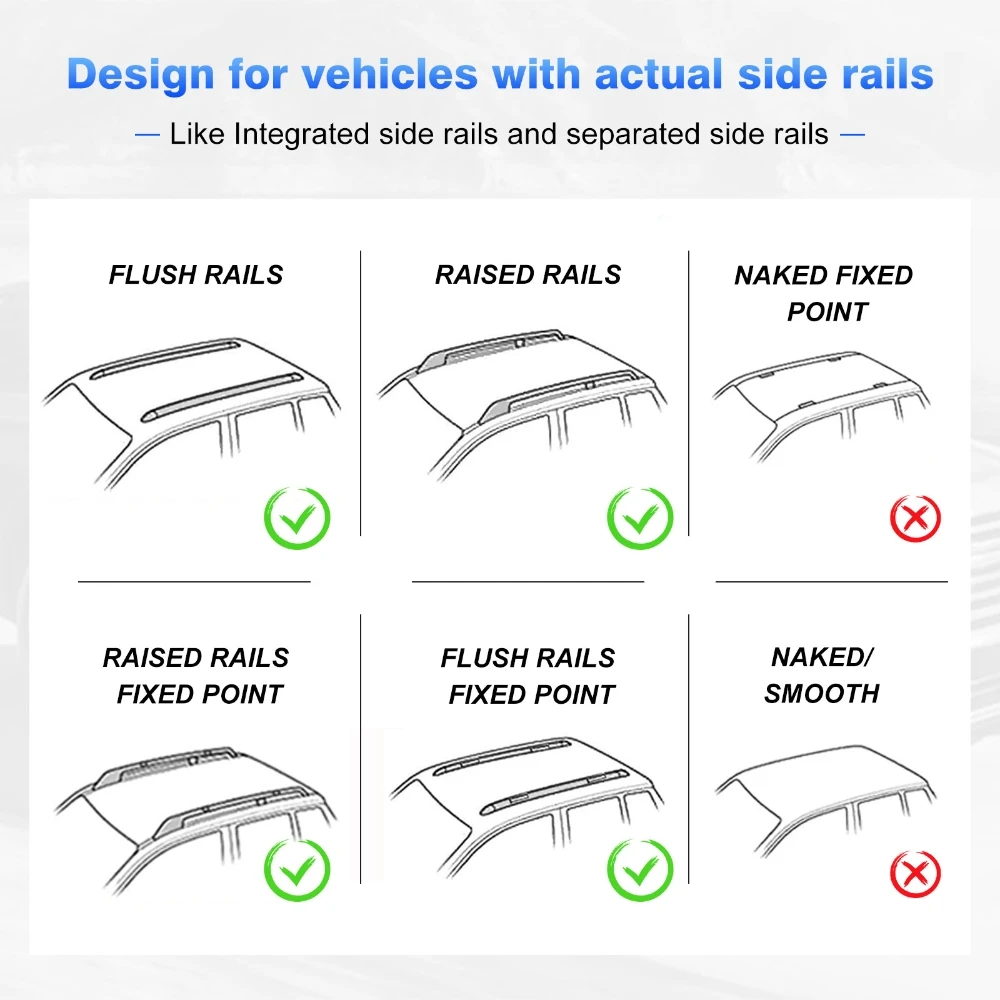 53 inch Universal Luggage Rack Roof Rack Cross Bars Silver Crossbar Carrier Rail Holder 150KG Load For 4-door car/truck/SUV