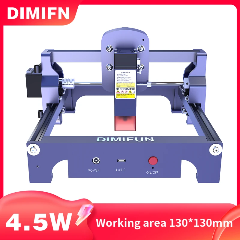 2025 Mini Portable DIMIFUN 4.5W High Precision Laser Engraving Machine Blue Light CNC Acrylic Stainless Steel Woodworking