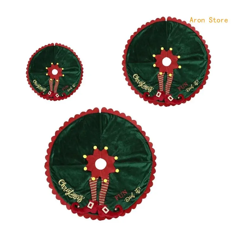 

24/36/48in Christmas Tree Skirt Cartoon Elf XmasTree Foot Cover for Tree Decor H3CF