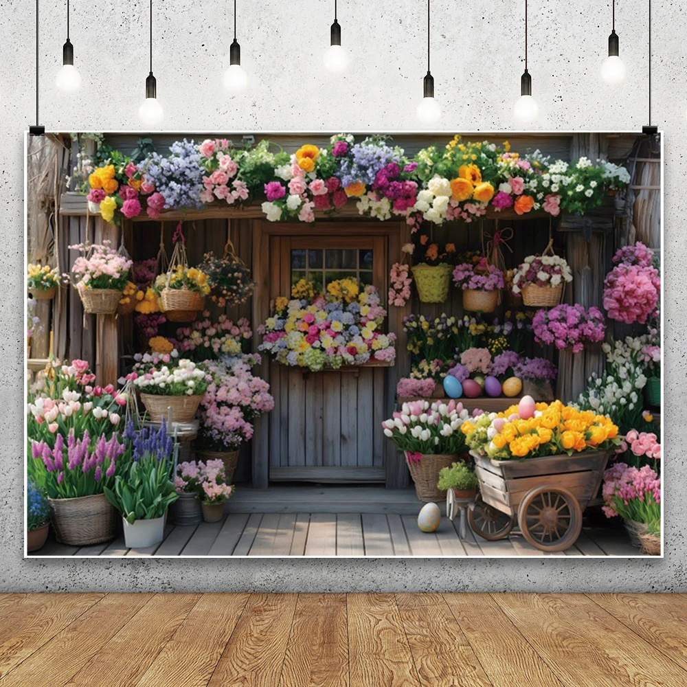 ربيع عيد الفصح الزهور مخزن خلفية التصوير الفوتوغرافي الأرنب البيض ديكور الحفلات خلفية صورة التصوير الفوتوغرافي استوديو الصور