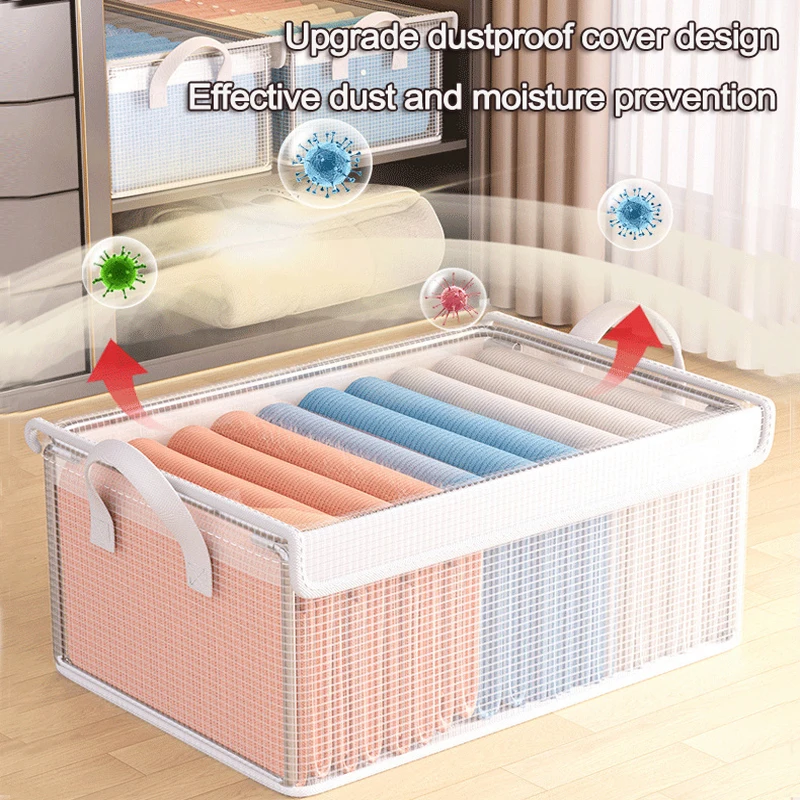 Large Capacity Semitransparent Clothes Organizerfor Clothing And Bedding Storage Semitransparent Durable Clothes Storage Boxes