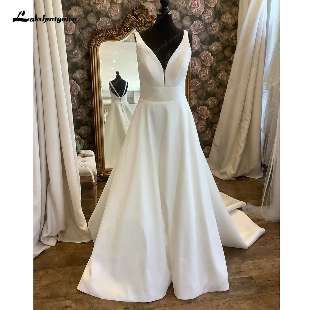 

Lakshmigown Princess Bride Dress 2024 Robe Mariee Satin Wedding Dresses New Mariage Church Wedding Gowns vestido de noiva sereia