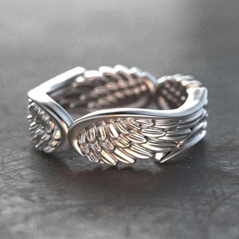 New Wing Shape Couples Rings for Women Men Metal Finger Rings Open Adjustable Punk Hip Hop Wedding Bands Jewelry