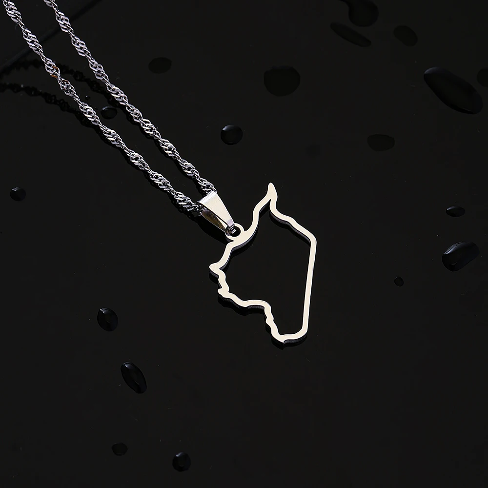 Mode Syrische Arabische Republik Karte Stadt Anhänger Halskette Edelstahl Männer Frauen Ethnische Karten Schmuck Geschenk – Detail 11