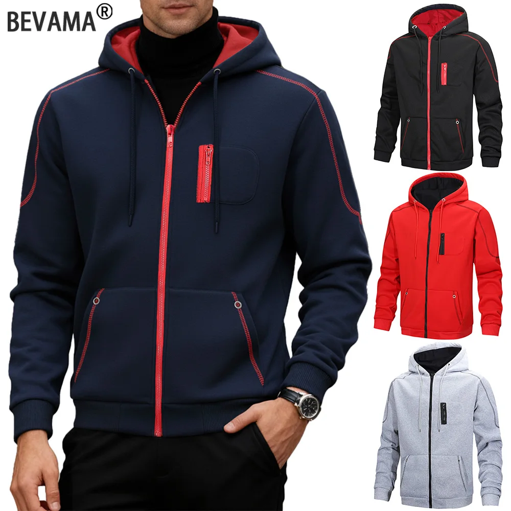 

Men's Spring Autumn Casual Jacket Hooded Coats Casual Zip Hoodie Sweatshirt with Pocket Outdoor Sportwear Fleece Hoodie Jacket