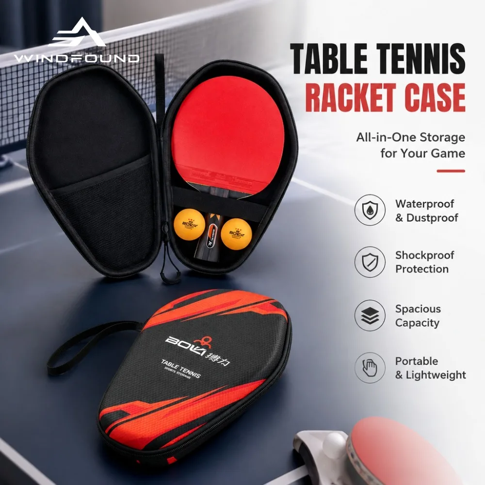 Waterproof Hard-shell Table Tennis Racket Case Dustproof and Shock-resistant Hard-shell Racket Case Table Tennis Equipment