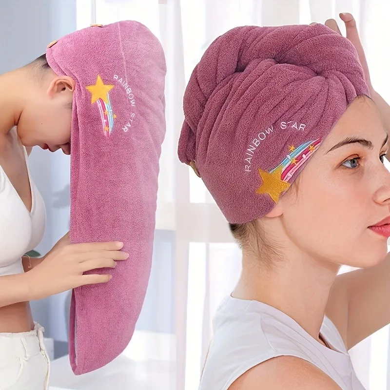 1Pc Dry Hari Cap, Coral Fleece, Polyesler Hair Drying Quick Towel Microfiber Shower Single Bandana Cap Ladies