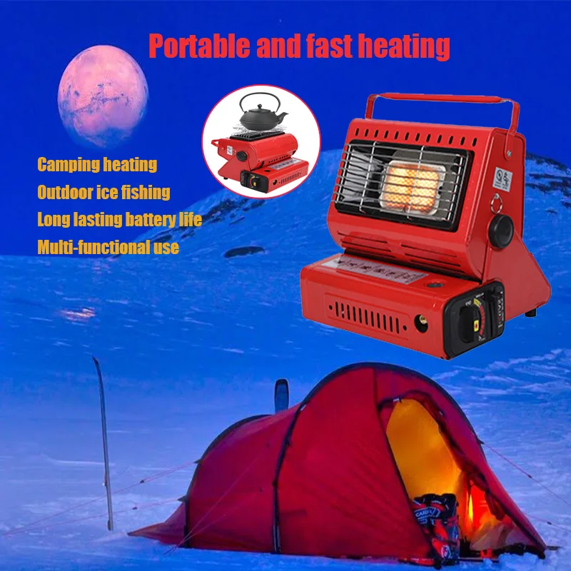 Portable Outdoor Gas Heater Liquefied Gas Tank Card Stove Ice Fishing Picnic Hike Camping Tent Heating Oven Dual Use Furnace