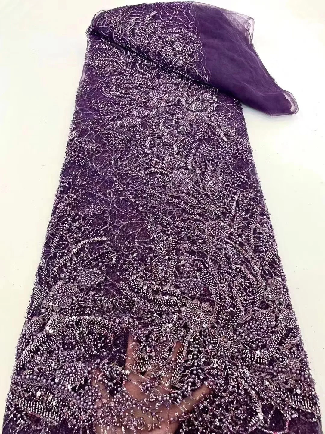 

Sinya African Beaded Lace Bridal Fabrics Luxury 2024 High Quality French Beads Nigerian Sequins Tulle Material For Wedding Party