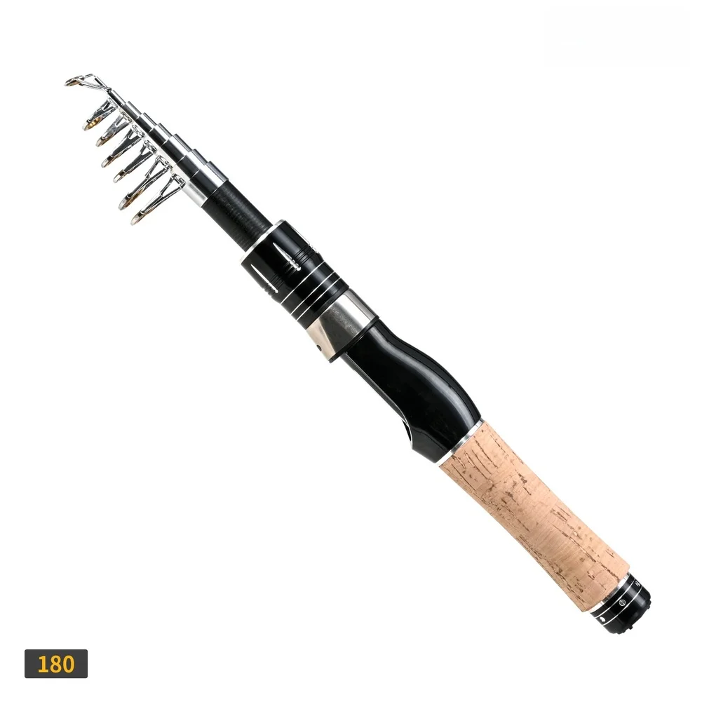 Telescopic Mini Sea Fishing Rod with Carbon Fiber and Imitation Wood Handle Offering High Resilience and Smooth Line Casting