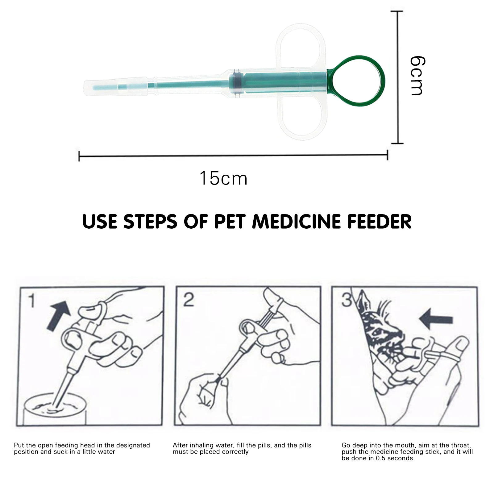 Pet Medicine Feeder Syringe Cat Pill Shooter Pill Dispenser Dog Tablet Syringe Soft Tip Pill Gun Pill Pusher Pet Medicine Feeder