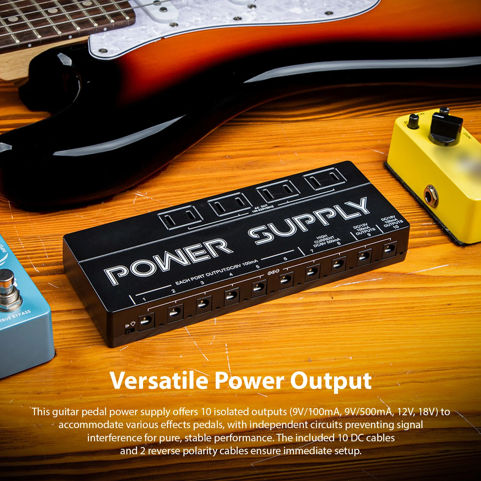 Guitar Effects Pedal Power Supply 10 Output Noise Reduction 9V 12V 18V Effect Pedal Power Supply for Guitar Bass Pedal Board