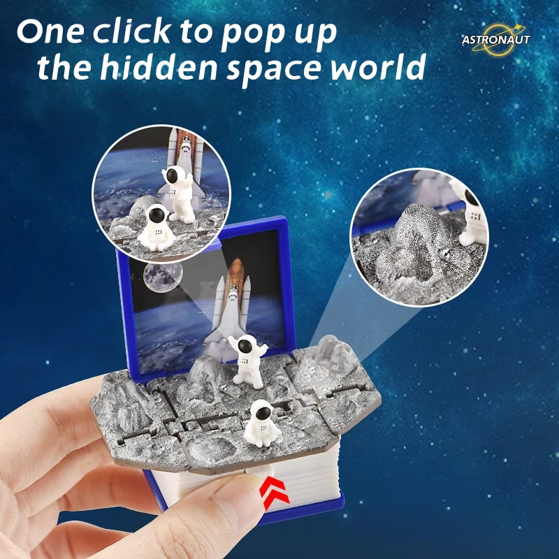 3D Foldable Book Mysterious Space World Astronaut Keychain Pop Up Box Surprise Toy Puzzle Unique Birthday Gift Jack-in-The-Box