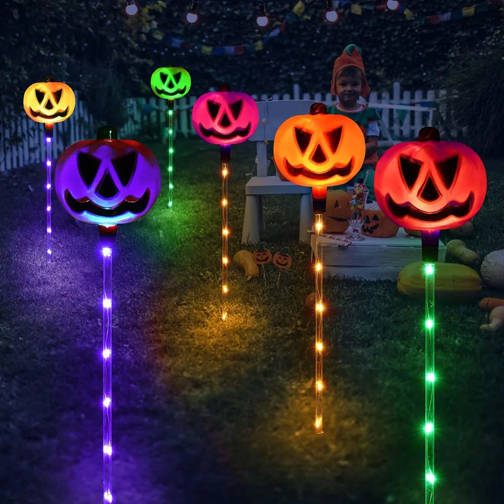 6-Pack Halloween Pumpkin Pathway palo luci impermeabili Halloween fantasmi decorazione luce per giardino Patio Yard Pathway Grave