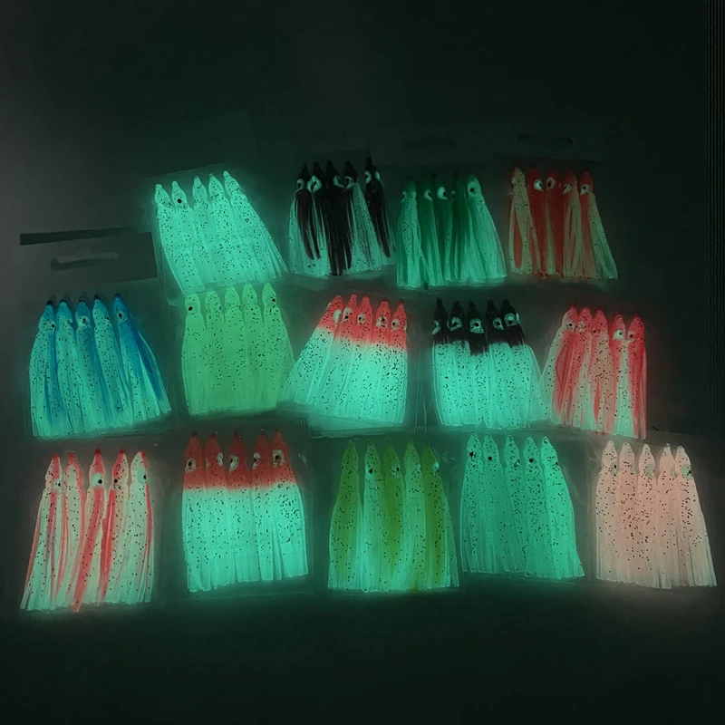 15pcs(3bags)6cm Sea Fishing Squid Skirts Soft Octopus Baits Lures Craft Jigging Luminous Squid skirts replacement skirt octopus