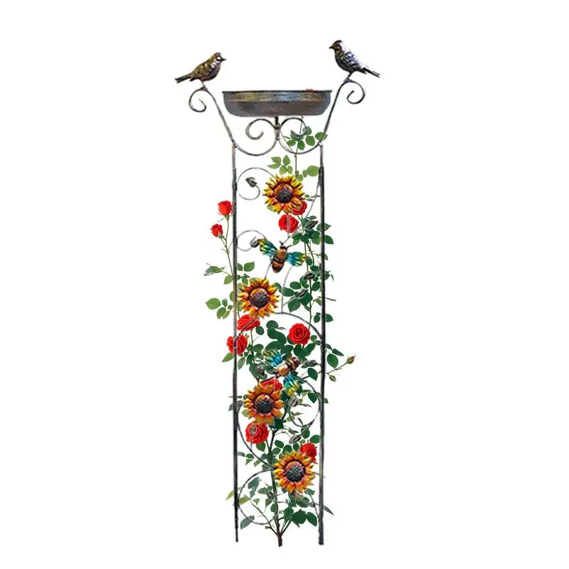

Garden Trellis Bird Bath Outdoor Standing Parrot Feeder Bowl With Trellis Decorative Birdfeeder Drinking Basin For Backyard
