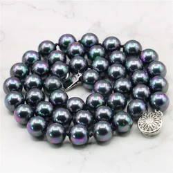 Charming 8/10/12/14mm 18/22inch Black South Sea Shell Pearl Necklace Bead Jewelry Natural Stone Mother's Day Gift AAA+ Wholesale