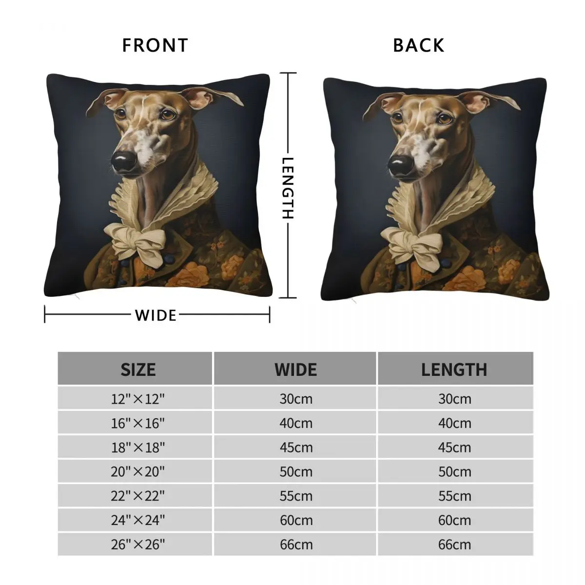 Aristocratic Greyhound Portrait Pillowcase Polyester Linen Velvet Printed Zip Decor Throw Pillow Case Bed Cushion Cover