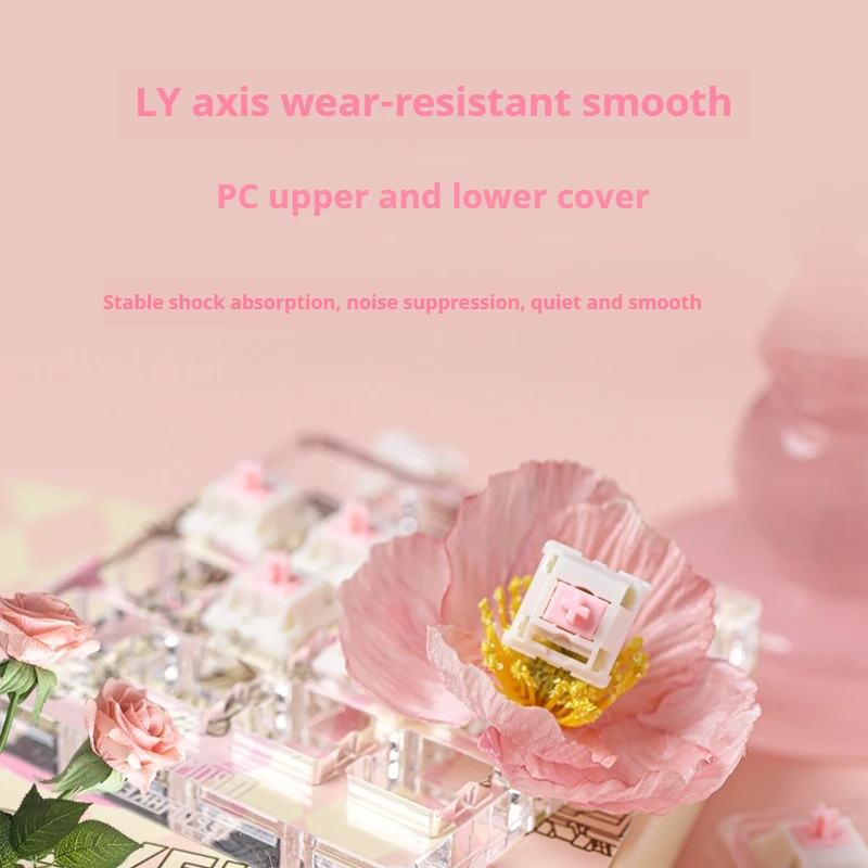 EPOMAKER Roseveil Switch 30 Pieces Silent 5-Pin 32gf Pre-lubed Linear Switches with LY Stem Compatible with MX Structure Keycaps