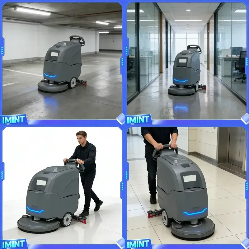 Professional Grade Walk Behind Floor Scrubber With Integrated Solution and Recovery Tanks for Continuous Use