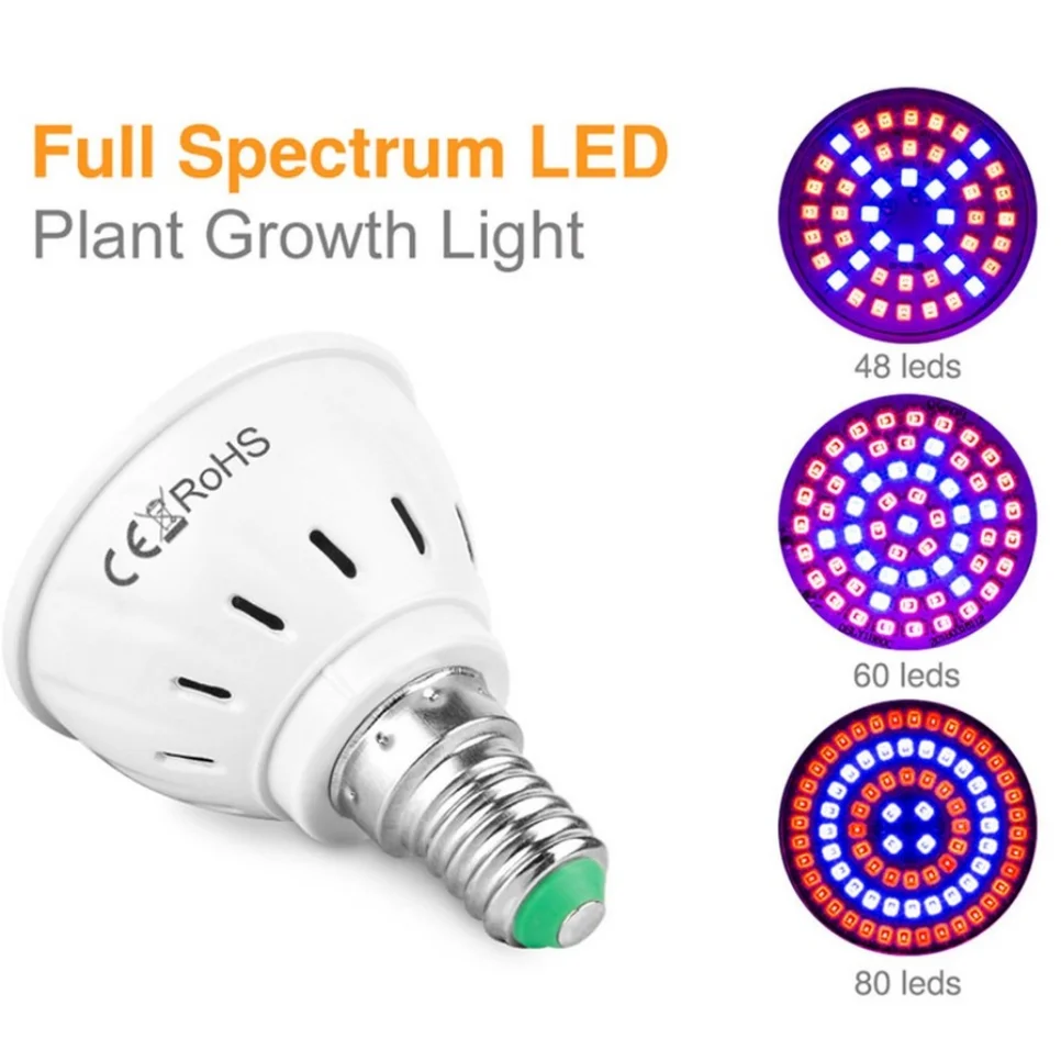 TxxCvv Led B22 Hydroponic Growth Light E27 Led Grow Bulb MR16 Full Spectrum 220V UV Lamp Plant E14 Flower Seedling Fitolamp GU10