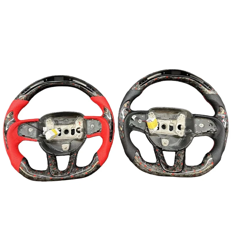 Personalized Forged Carbon Fiber Sports Racing Steering Wheel for  SRT Hellcat Redeye PU Leather for Trim 3 Spoke