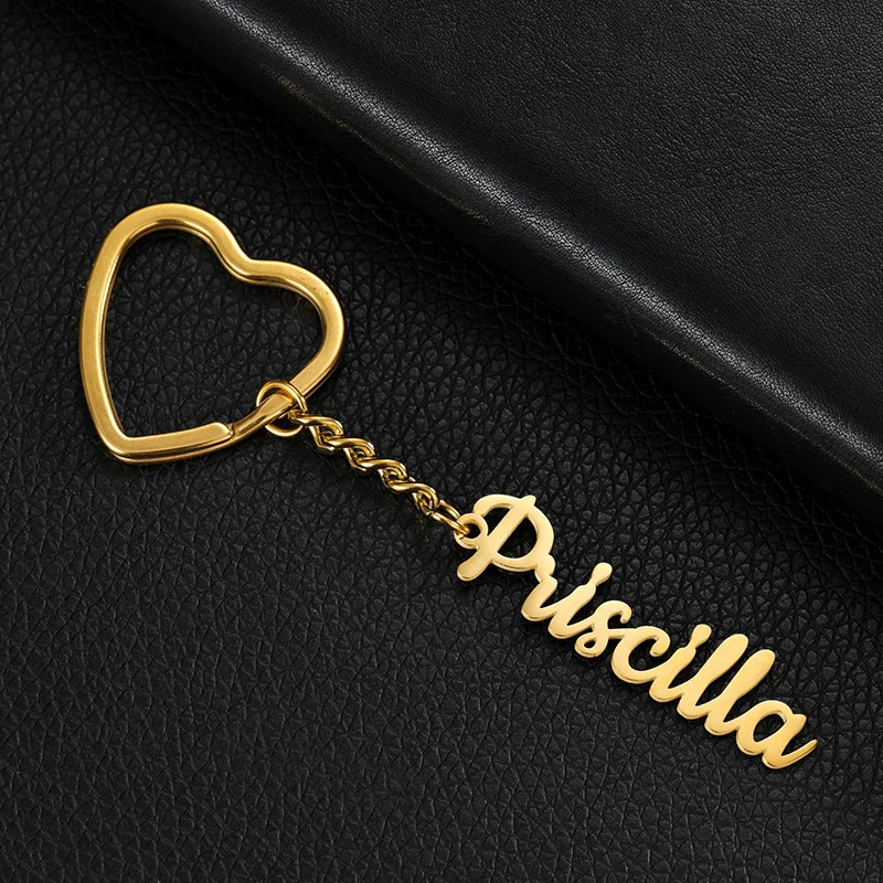 

Stainless Steel Name Keychain Love Keyring Daily Personalized Jewelry for Men and Women