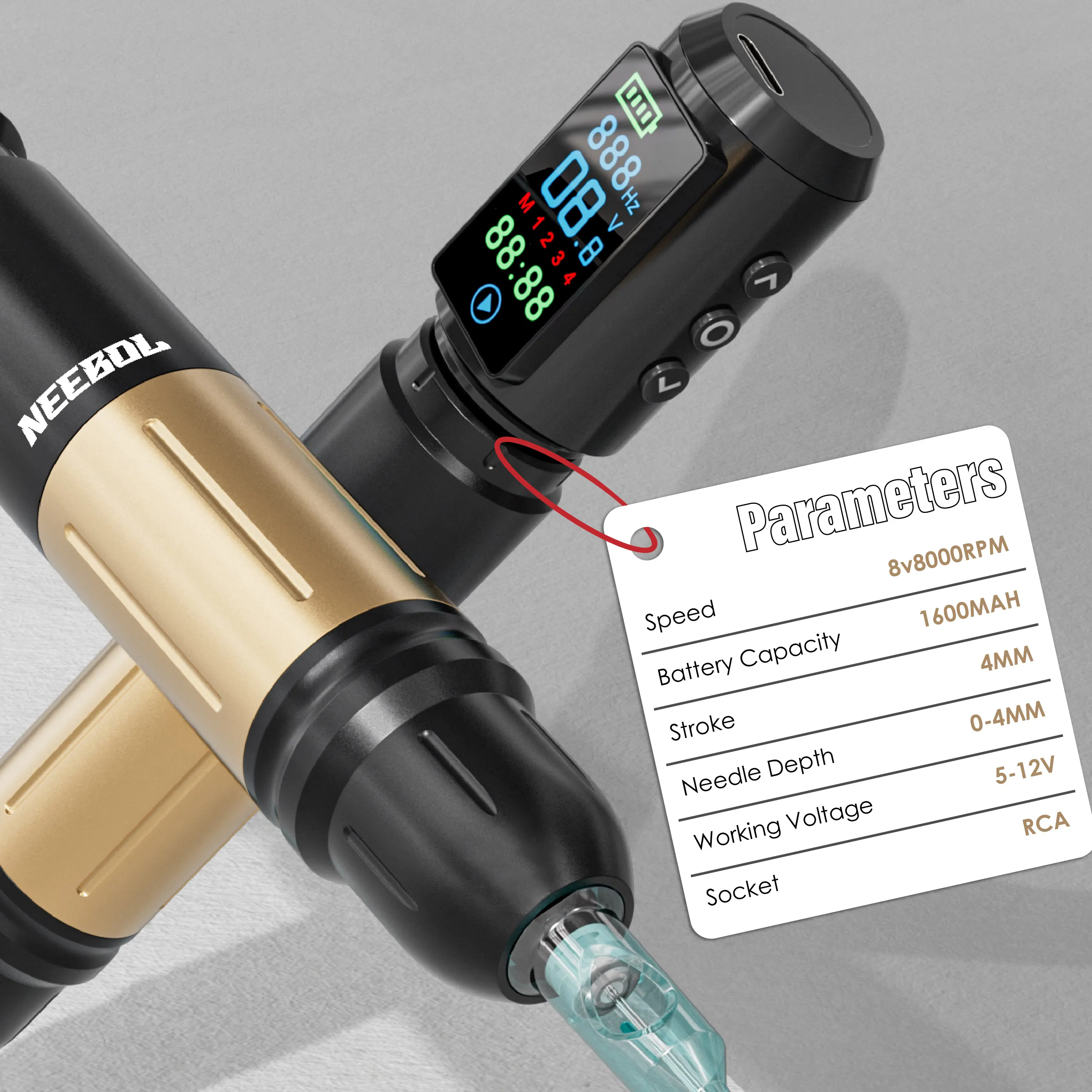 Neebol ワイヤレスタトゥーペンキット タトゥーマシン 電源付き 針 インク タトゥー用品 タトゥーアーティストへのギフト