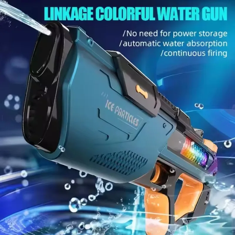 Children LED Electric Water Gun Toy Full Automatic Absorption Water Guns Summer Outdoor Long Range Shooting Games Toys for Kids