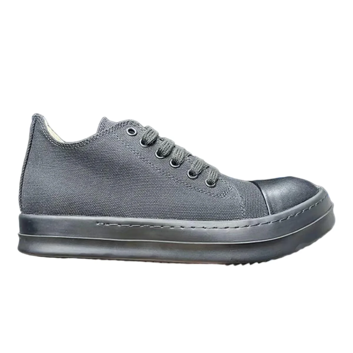 R-o Design Men Shoe Women Sneakers Full Black Canvas Low Top Shoe Luxury Casual  Sneaker Thick Sole Lace Up Luxury Flat Shoes