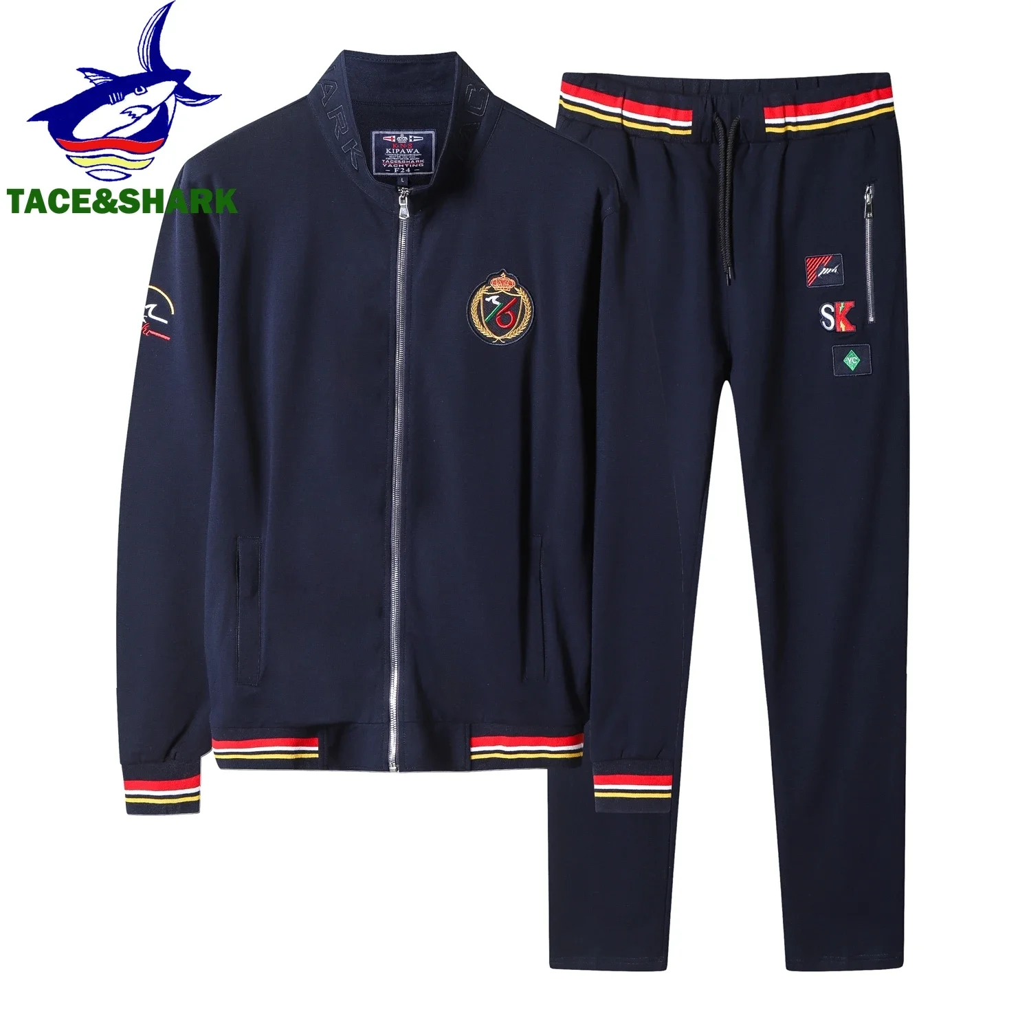 High Quality Embroidery Fashion Tracksuit Autumn Men\'s Sportswear Two Piece Set Brand Clothing Jacket Sweatpants Sweatsuit