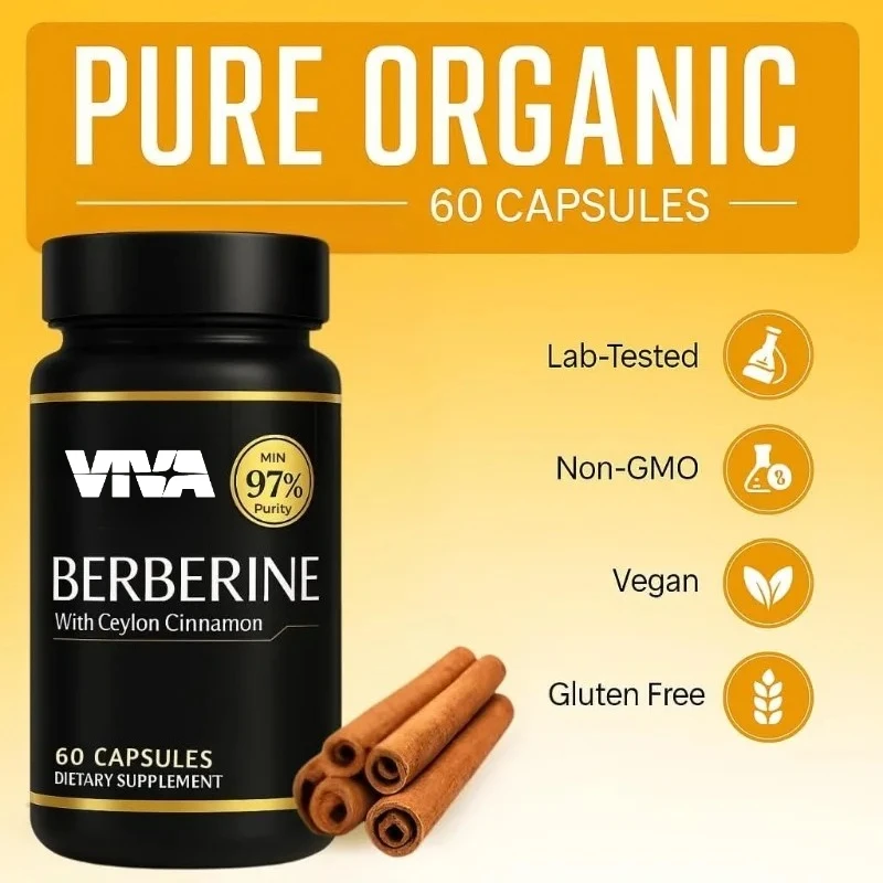 Ceylon cinnamon berberine 1200mg (60 capsules) - purity 97% - non GMO, gluten free, vegan berberine supplement