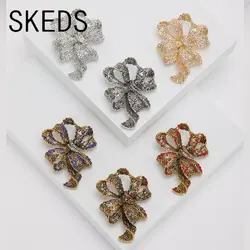 SKEDS Creaive Women Lady Luxury Shiny Boutique Bow Badges Pins Crystal Decoration Ribbon Bowknot Brooches For Lady Party Banquet