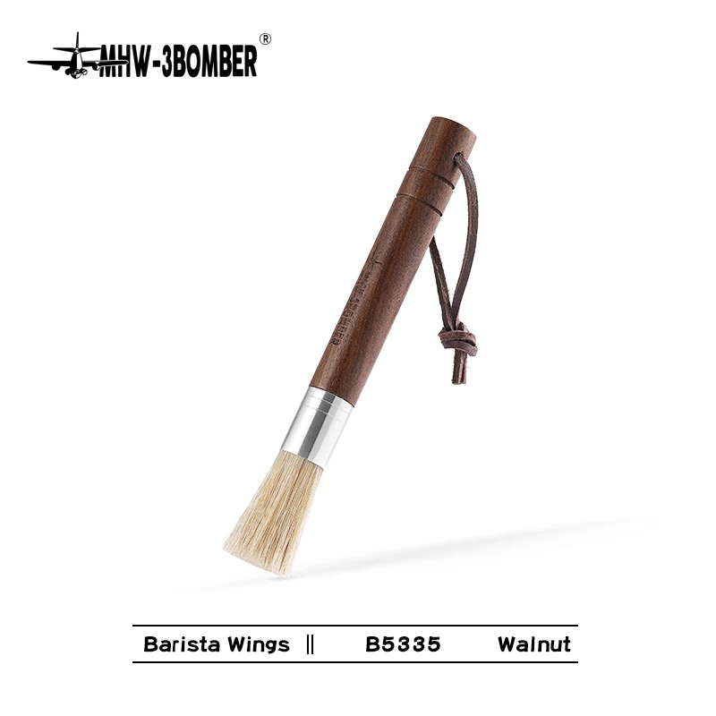 MHW-3BOMBER Kaffeemühle Reinigungsbürste Abstauben Espressobürste Zubehör für Zuhause Barista Küchenwerkzeug Holzgriff & Natur