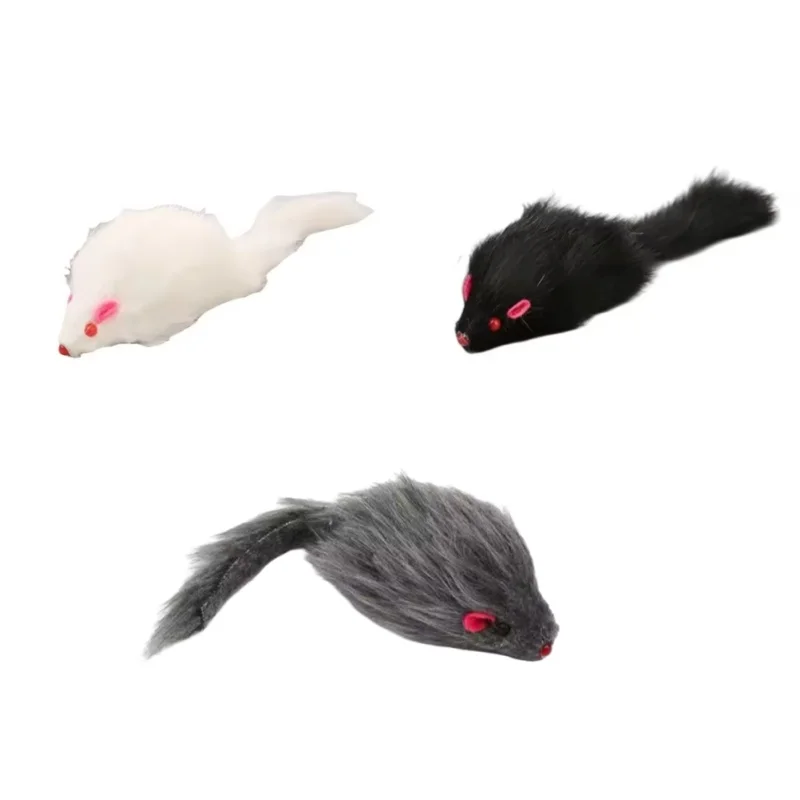 1Pcs False Mouse Cat Pet Toys 18 cm Cat Long-haired Tail Mice Mouse Toys Soft Rabbit Fur Furry Plush Cat Toy For Pet Cats Dogs