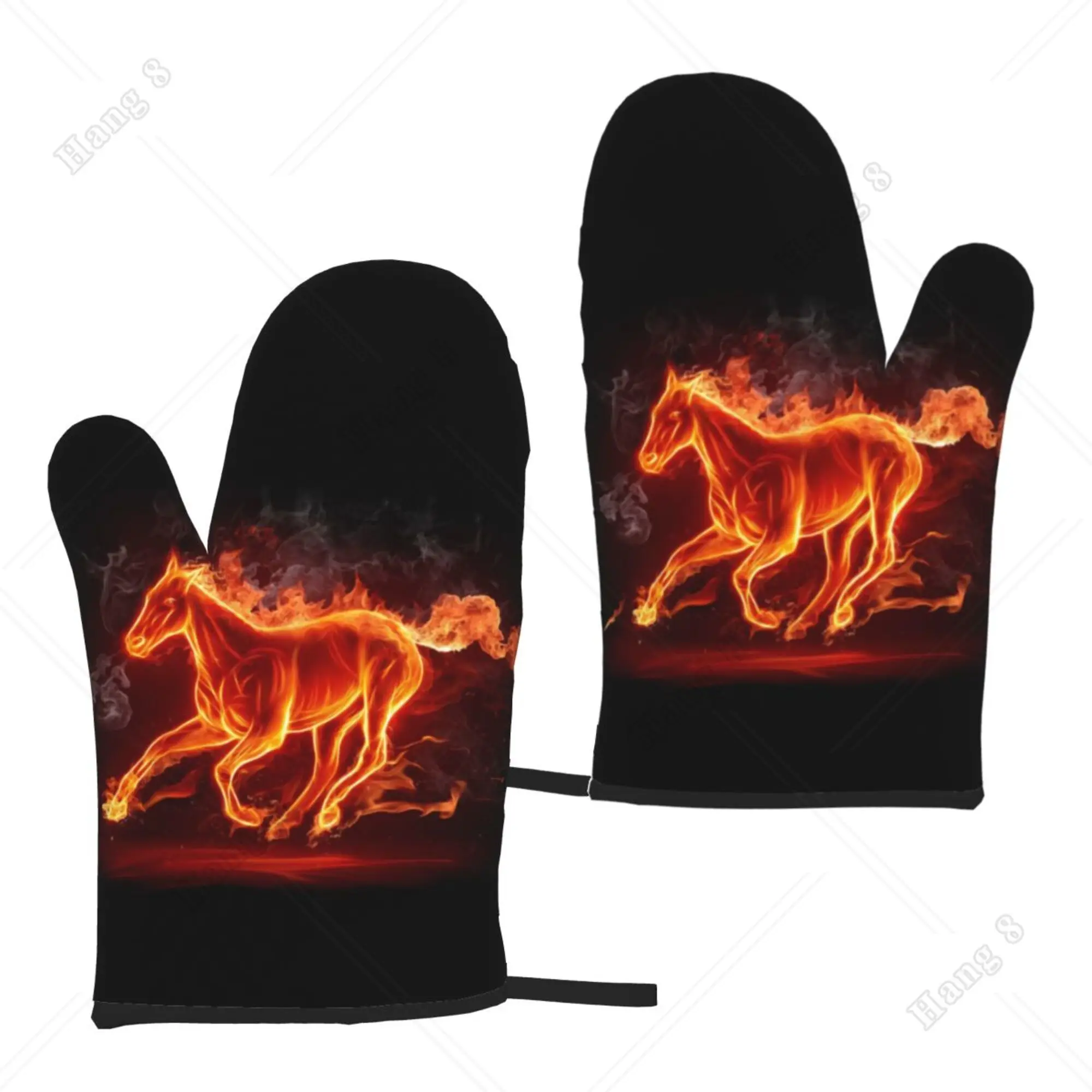 

Fire Horse Running Oven Mitts Kitchen Gloves Set of 2 for Men Women Heat Resistant Gloves Print Waterproof Polyester One Size