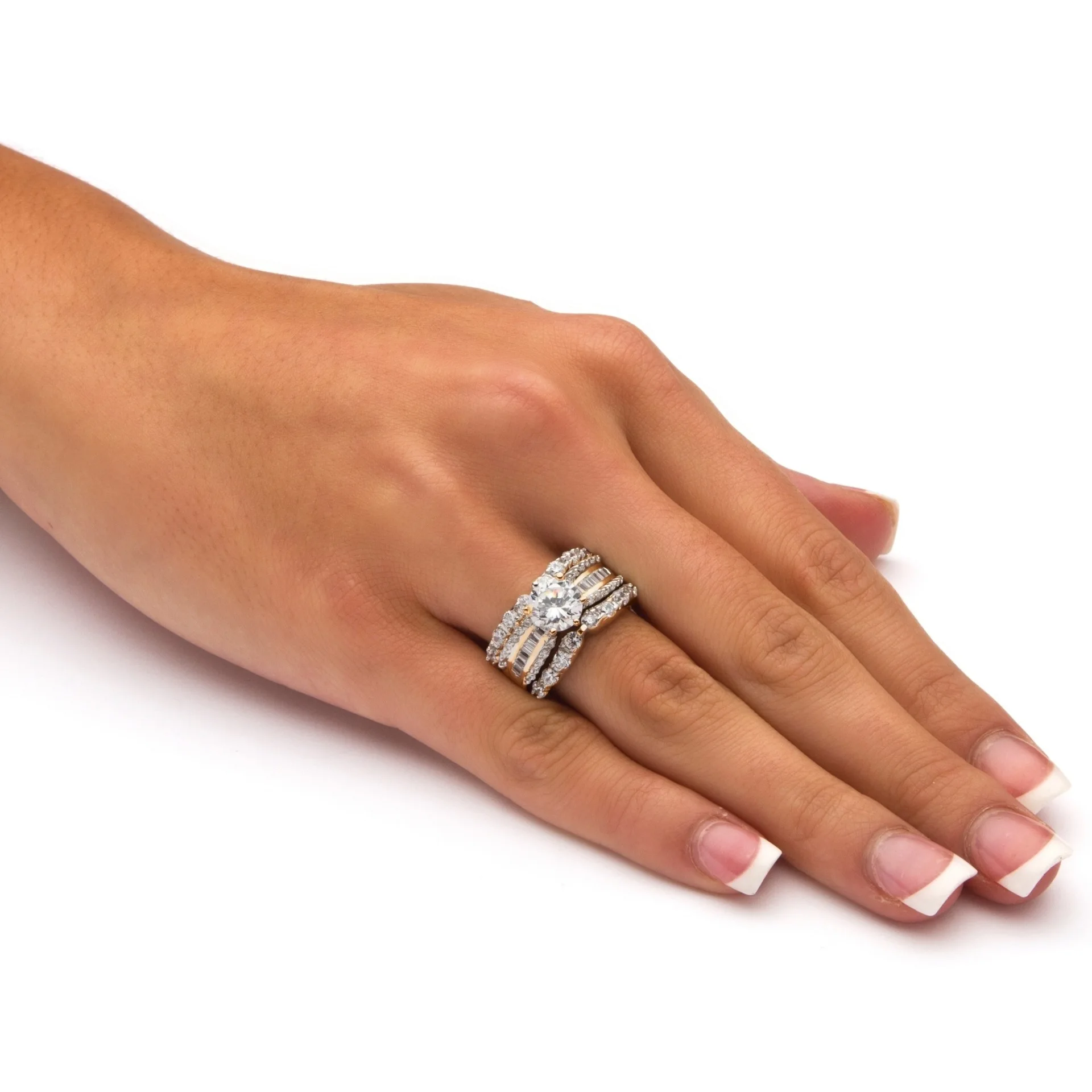 S925 Sterling Silber Ring Bestseller mit Zirkon-Einlage, 18K Gold Plattiert, Dreier-Set Ringe, Diamant-Verlobungsring – Detail 5