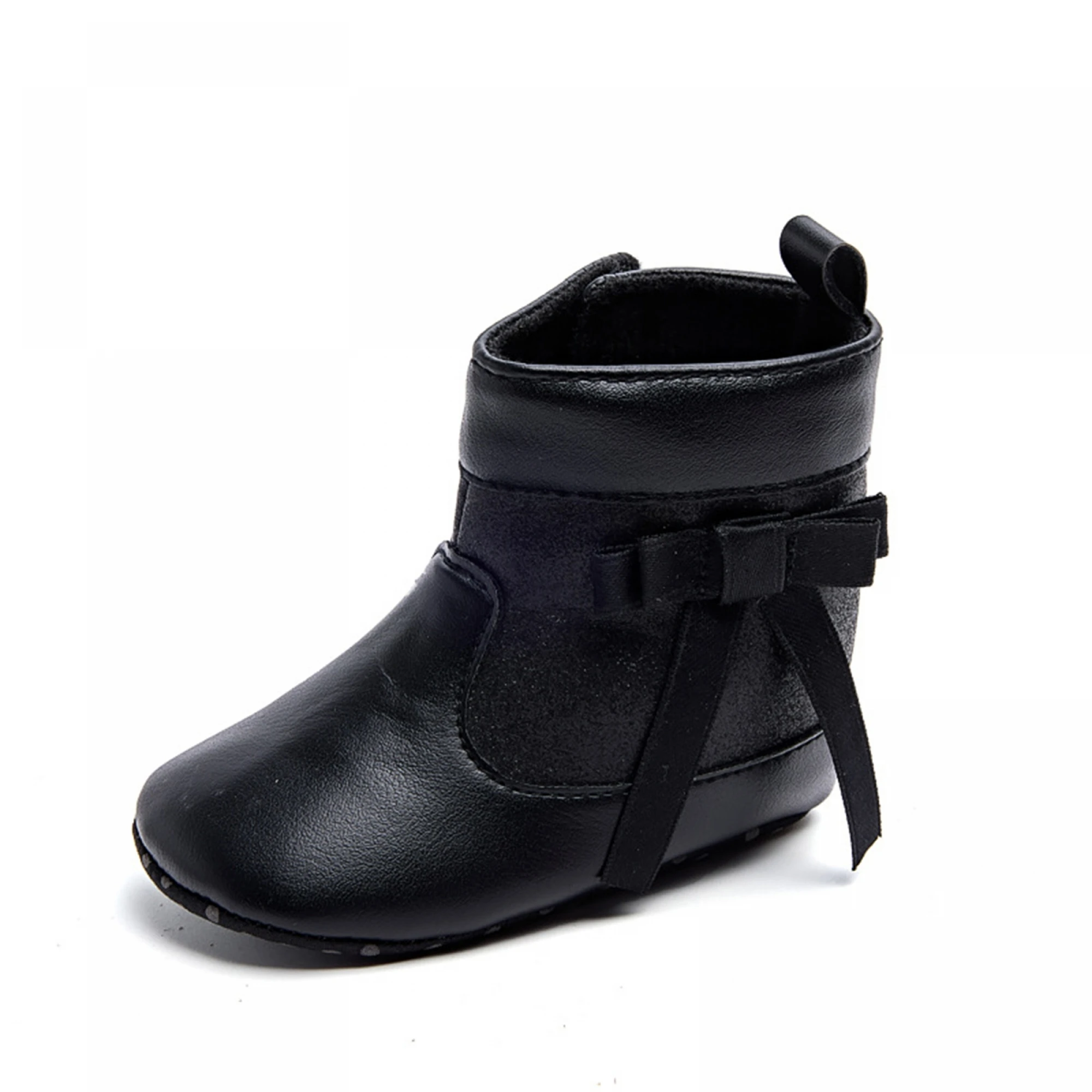 Adorable Toddler Girls Bow Ankle Boots with Anti-Slip Gripper Stylish Infant Winter Shoes for Indoor and Outdoor Activities