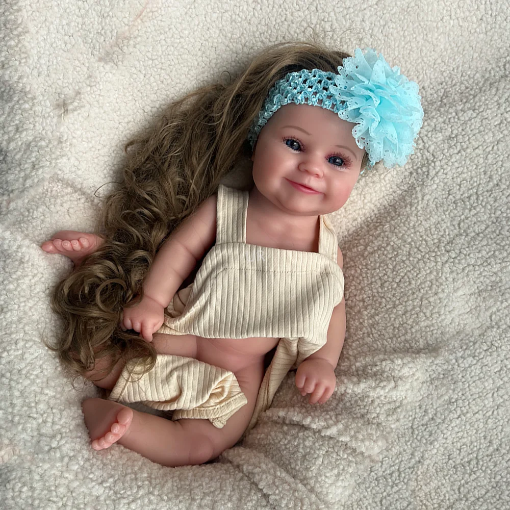 Cheveux enracinés faits à la main pour nouveau-né, bébé Reborn, corps entier, silicone, beurre, cadeau de collection de Noël, 20 po